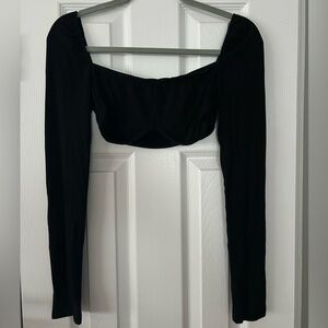 SHEIN Black Long Sleeve Crop Top
